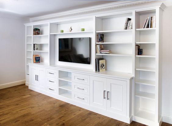 build bespoke storage around your entertainment wall to make it a more homely and useful space